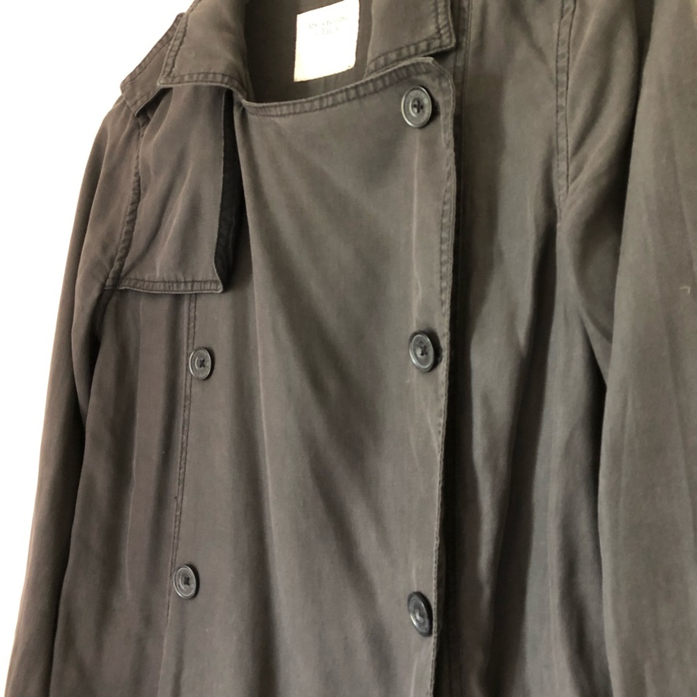 A&F Long Gray Trench Coat Size S - Picture 5 of 7